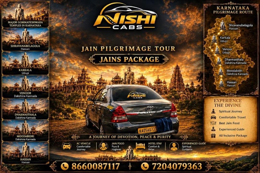 Nishi Cabs Jain pilgrimage package poster
